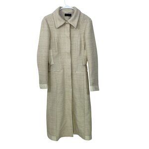 Narciso Rodriguez US 6 Wool Cashmere Blend Long Tailored Elegant Ivory Coat